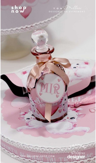 Trusou de botez roz brodat inspirat din desenul animat Pisicile Aristocrate cu pisica Marie 5